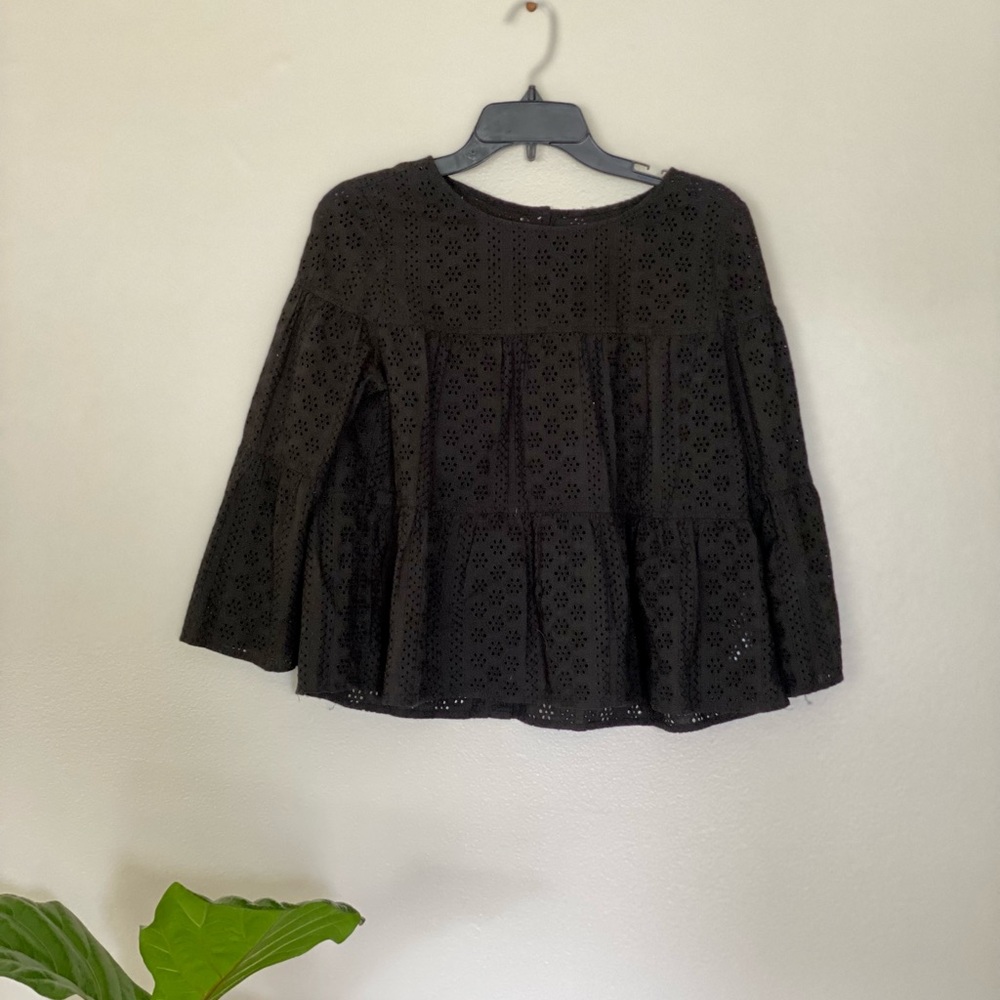 Madewell Black Eyelet Top